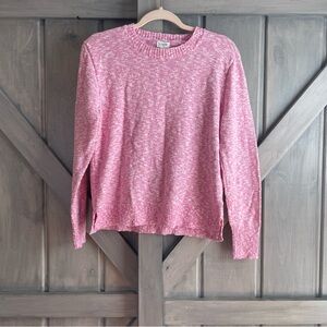 J. Crew Pink White open knit longsleeve top Sweater Size‎ Small